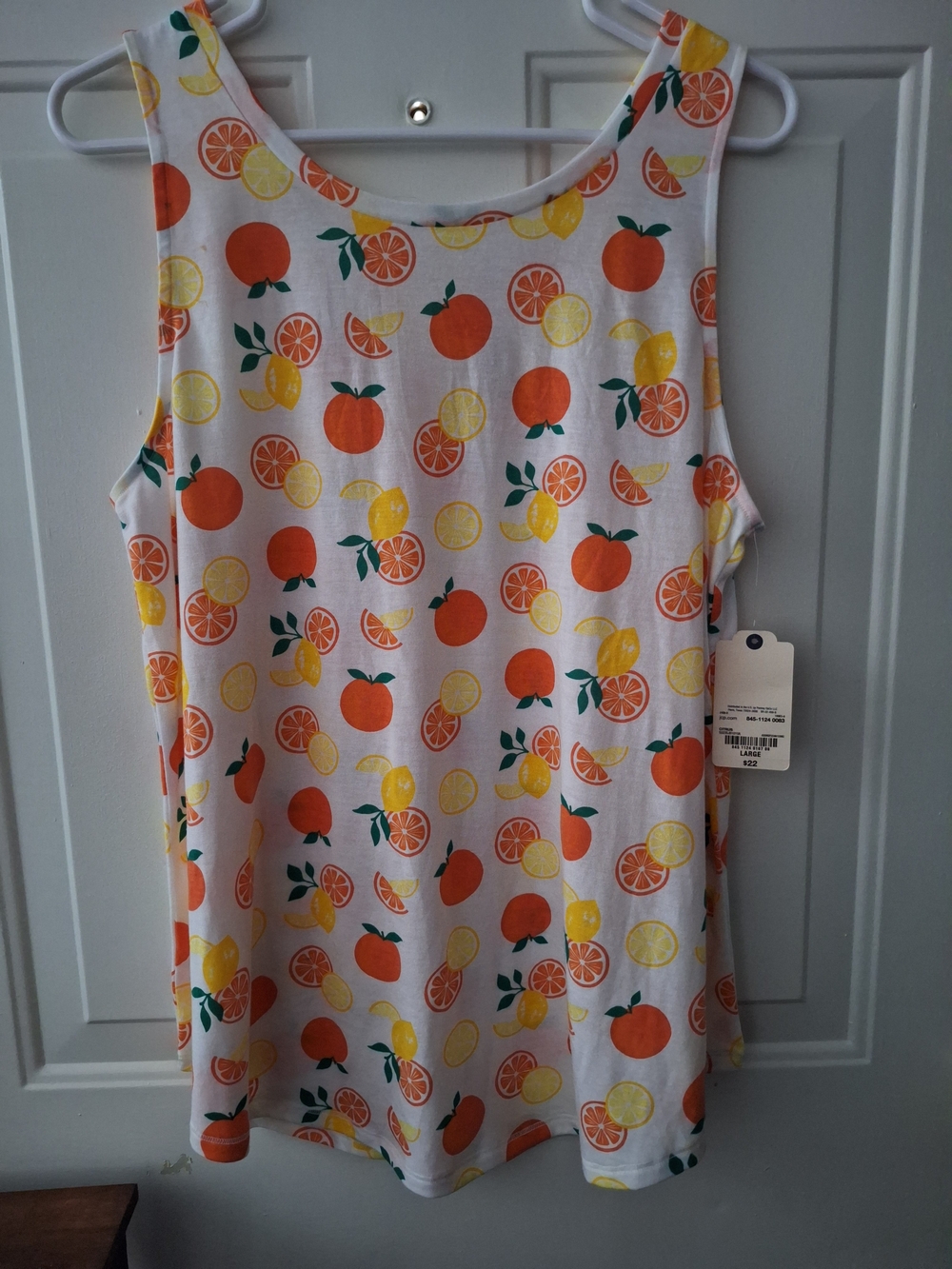 St. John's Bay White Tank Top with Orange & Yellow Citrus Print